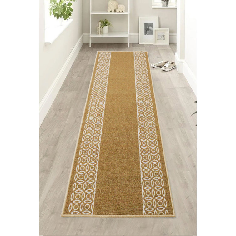 Canora Grey Custom Size Runner Rug Berber Style Chain Bordered Beige Low Pile Slip Resistant Runner Rugs by Feet Reviews Wayfair